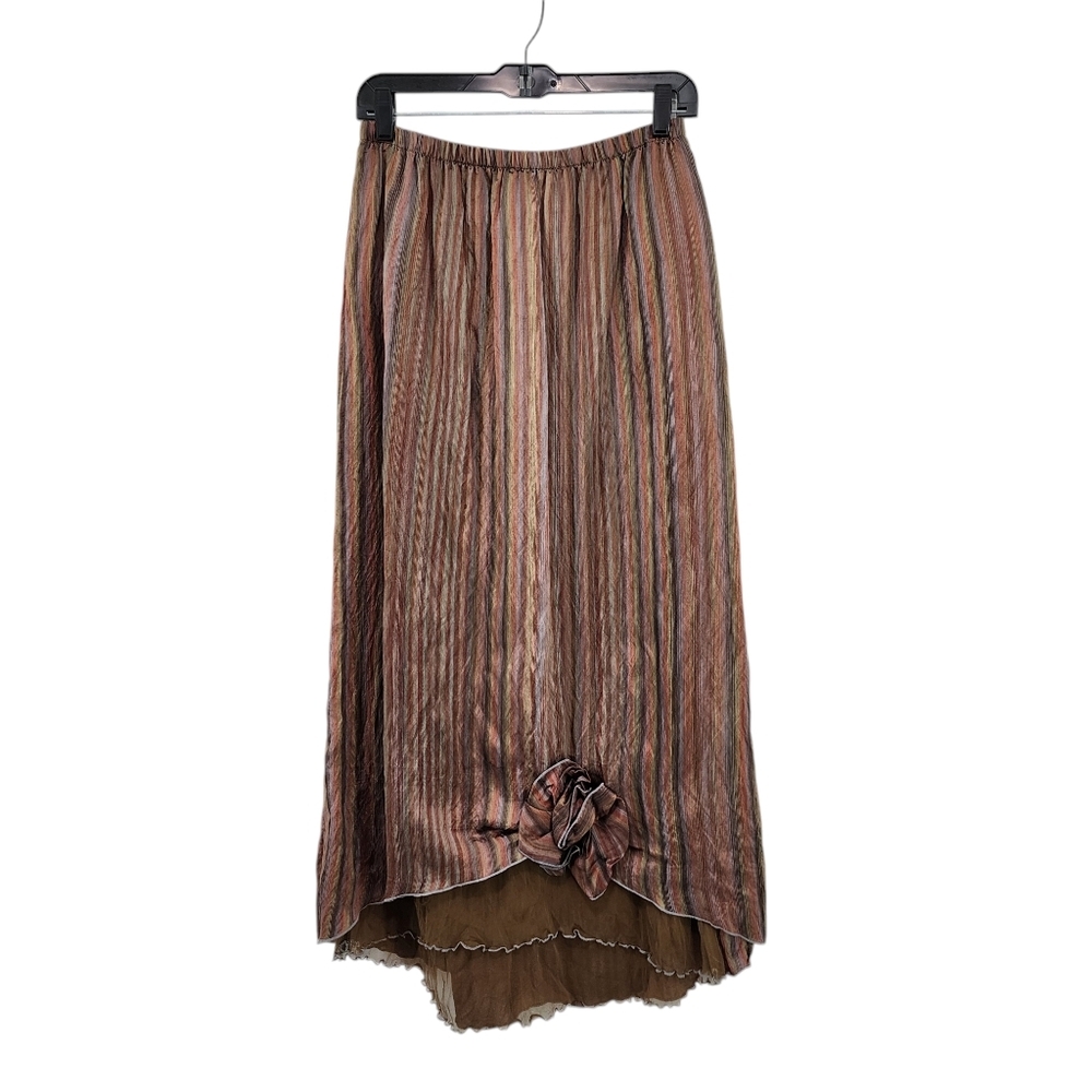 Neil & David Women's Vintage Stripes Asymmetrical Layered Maxi Skirt - M